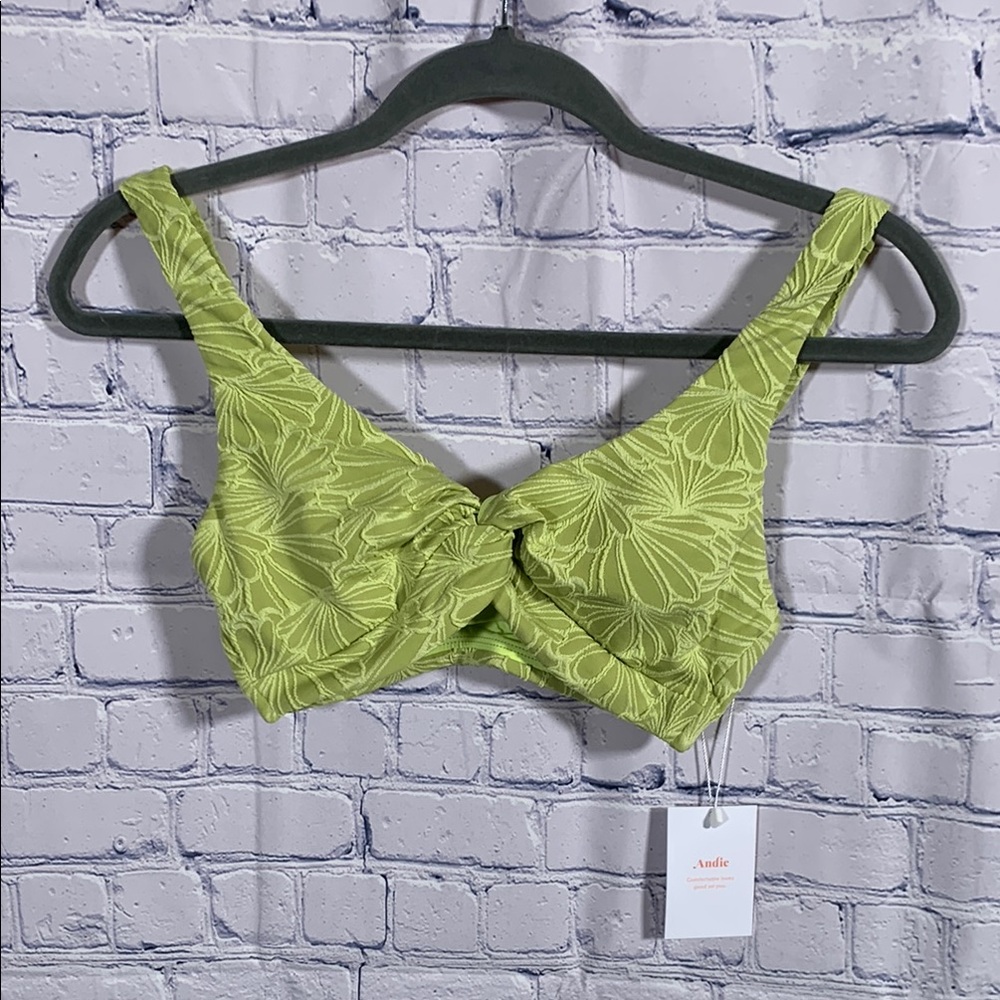 Andie Swim Womens Portofino Bikini Top in Green Floral Print Tropical Sz XS NWT